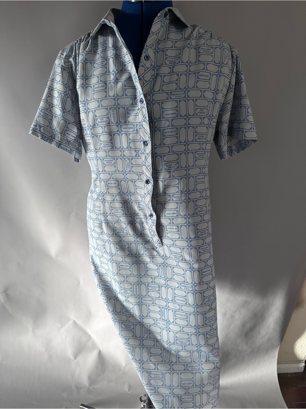 Vintage Paris Streets Print Shirt Dress